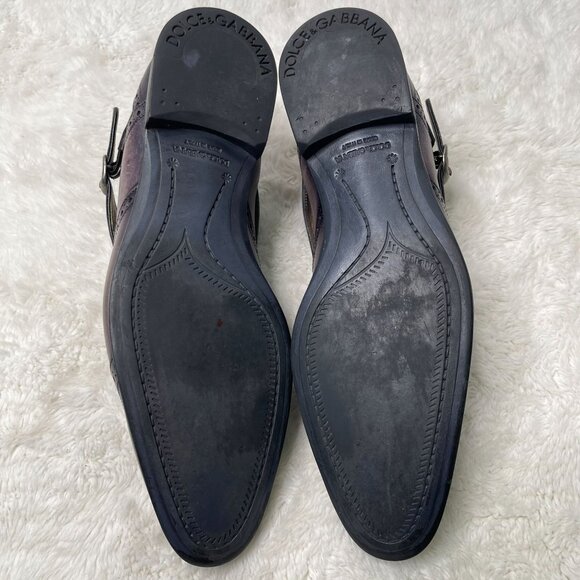 Dolce & Gabbana Men’s Brown Tan Buckle Cap Toe Loafer Leather Shoes Size 8 main image 5